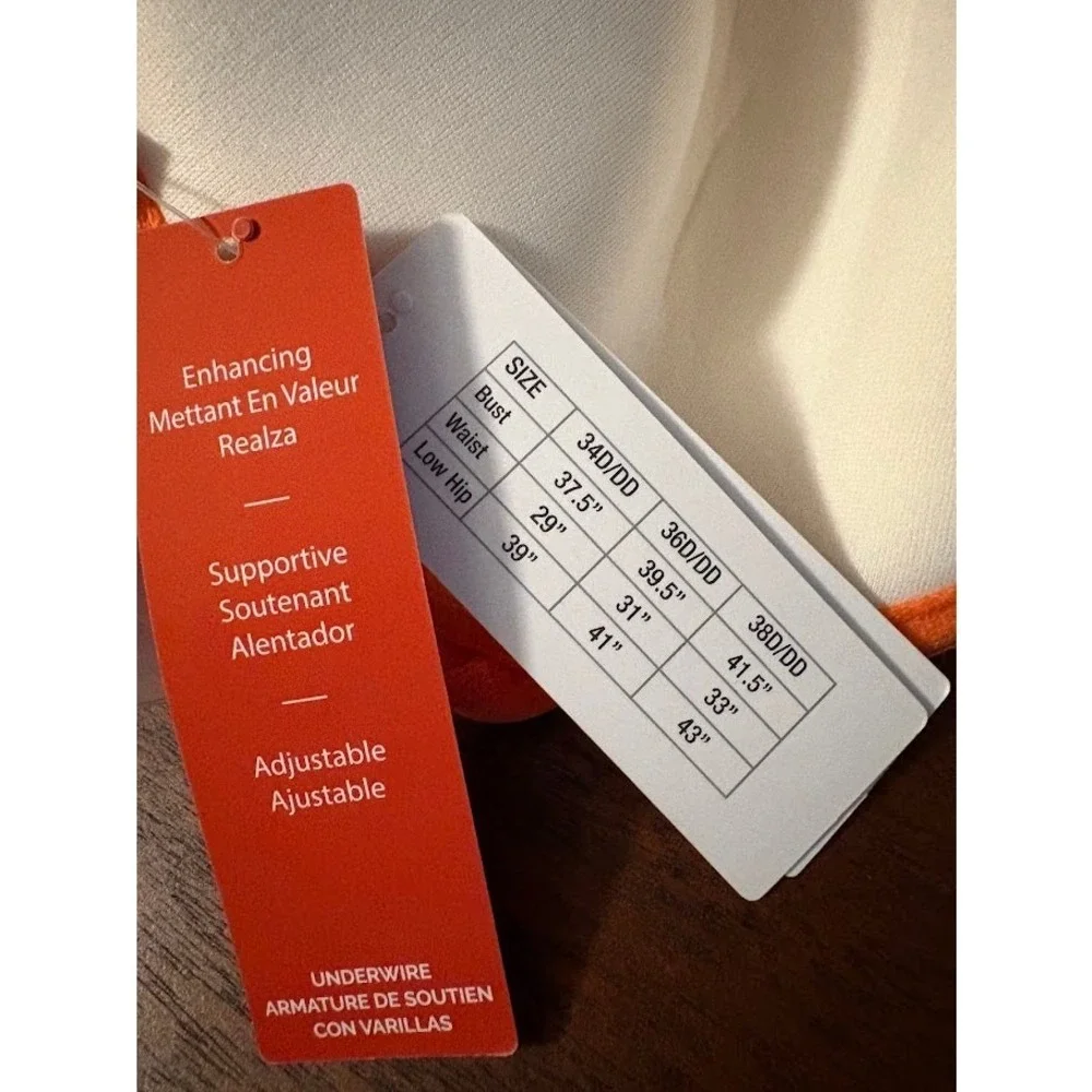 Jantzen Bikini Top Womens 34DD Orange New Underwire Ruched Sweetheart‎ JZ21004B